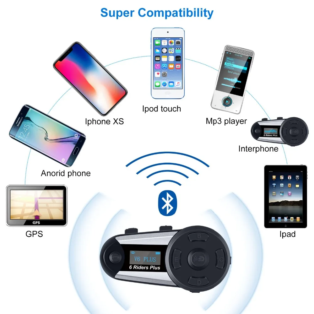 2 шт. V6 Plus Pro BT переговорные беспроводные Bluetooth гарнитуры домофон для футбола рефери судью велосипедной конференции FM радио