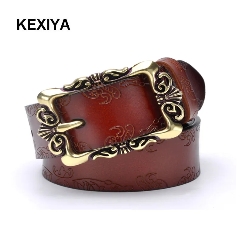 KEXIYA 2017 модный широкий ремень из натуральной кожи для женщин винтажный цветочный