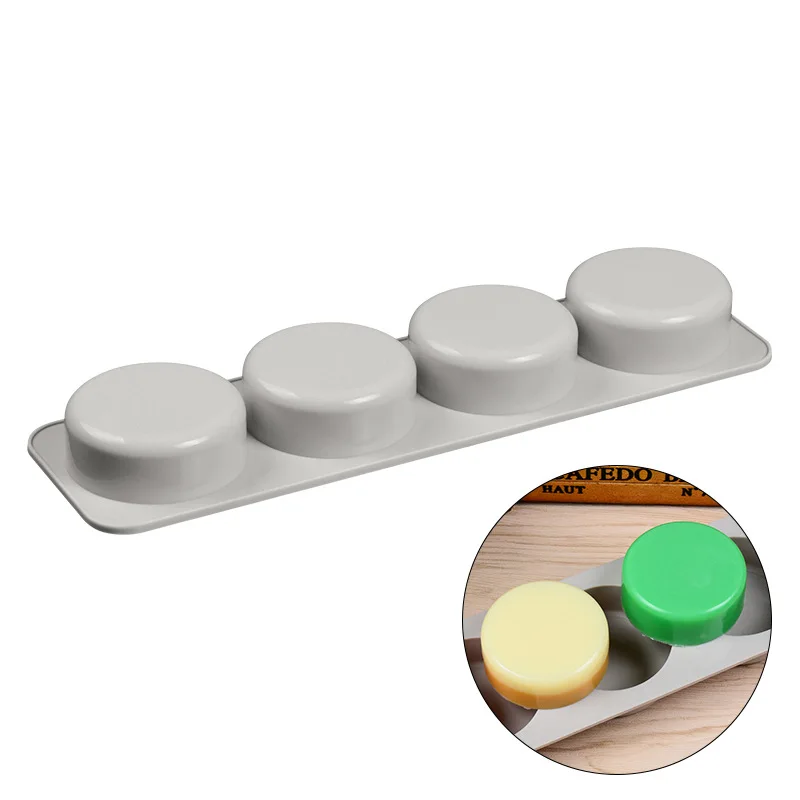 

4 Cavity Silicone Soap Mold Round Shape Mould Soap Making Tools