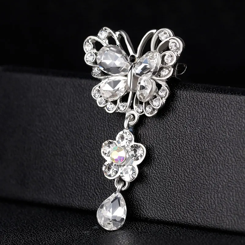 KARASU White Water Drop Crystal Rhinestones Butterfly Brooches for Women Brooch Pins Party Wedding Jewelry | Украшения и