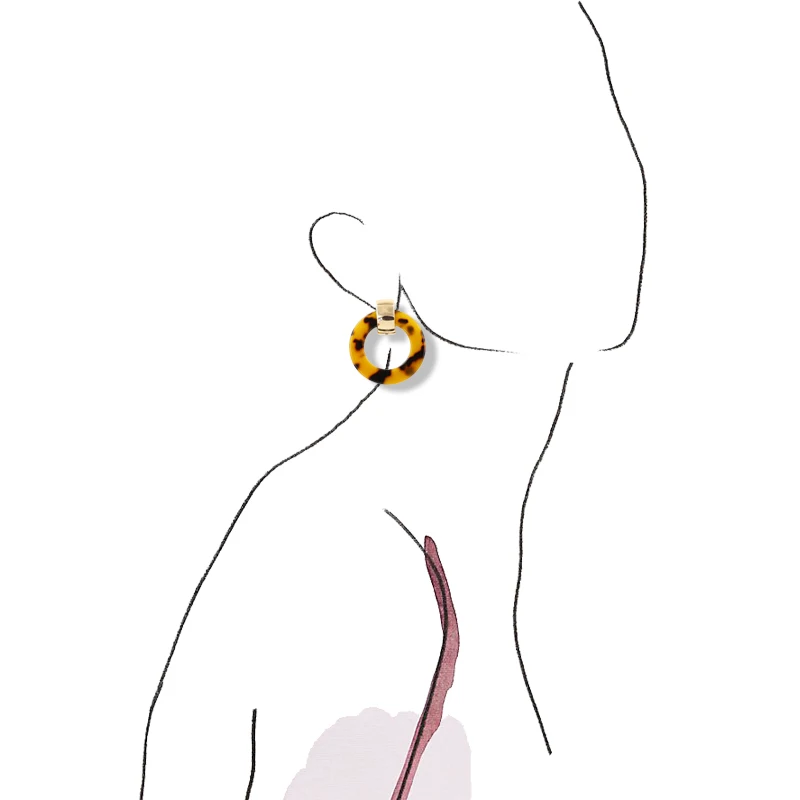 Круглые подвесные акриловые серьги большие круглые черные и желтые полимерные