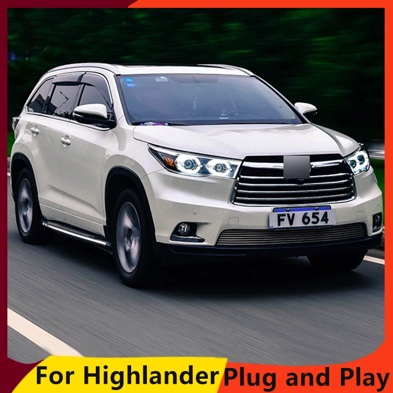 KOWELL стайлинга автомобилей для фары Toyota Highlander новинка года светодиодная… для Kluger фары drl Объектив Двойной Луч H7 HID ксеноновая лампа