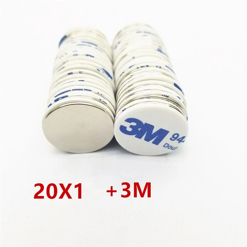 Дисковый магнит 20x1 ремень с 3 м самоклеящимся NdFeB 20 мм x 1 неодимовый