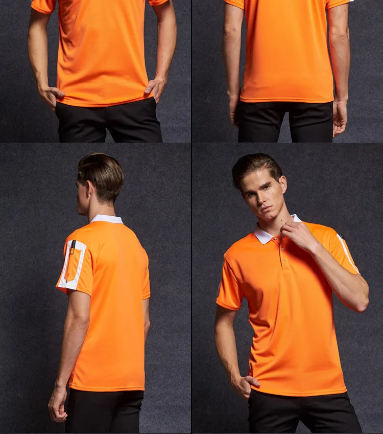 Рубашка-поло c карманом Для мужчин короткий рукав Slim Fit Повседневное Для мужчин рубашки поло Быстросохнущий полиэстер дышащий брендов одежды на заказ летние