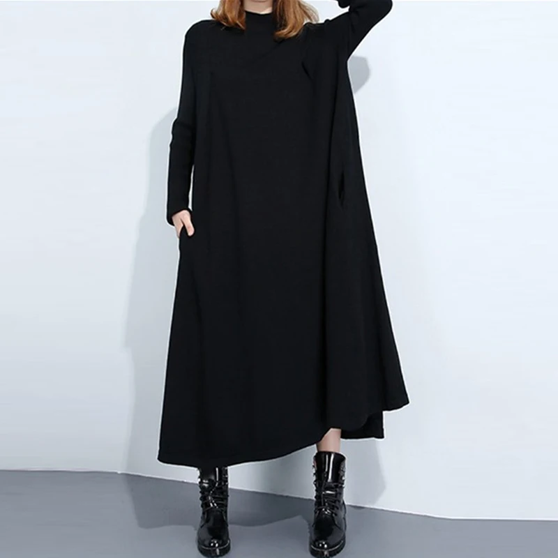 Женское сексуальное длинное платье с высоким воротником и длинным рукавом