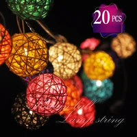 colorful thailand diy led 2m 20 pcslot euus plug in or battery powered rattan ball tandem string lights for xmas wedding party