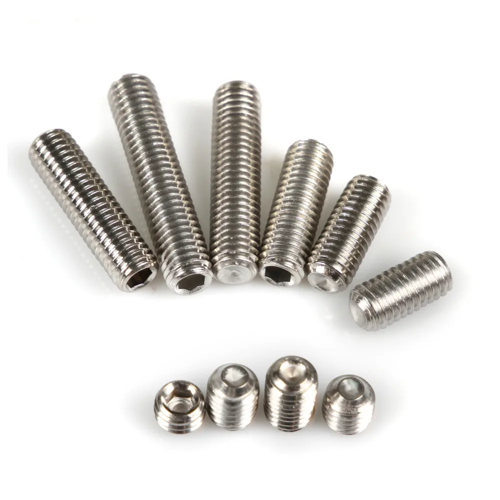 

100pcs M8*6/8/10/30/40mm 304 Stainless Steel Metric Thread Grub Screws Flat Point Hexagon Socket Set Screws Headless