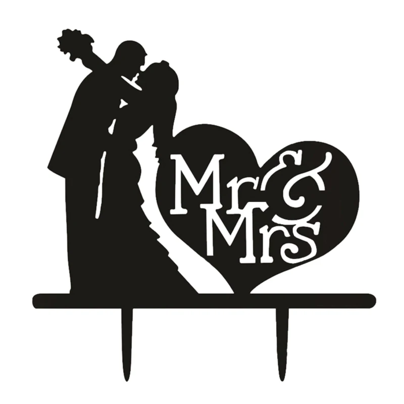 Новый Mr Mrs Свадебные украшения торт Топпер акриловый Черный Романтический