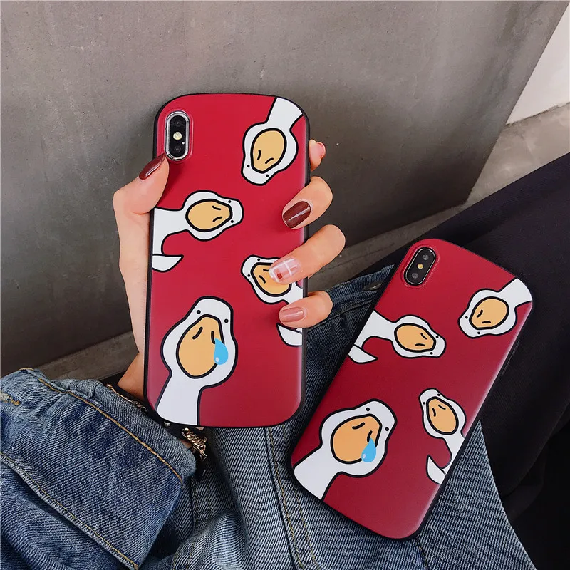 Милый мультяшный Гусь дугообразный чехол красный для Apple iphone 6 6s 7 8 Plus X XS XR MAX