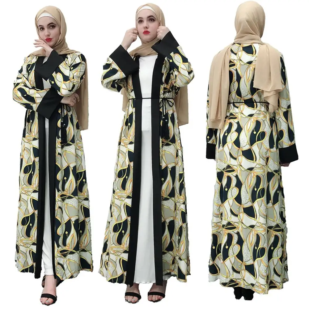 Дубай абайя с цветочным принтом длинное платье мусульманских женщин открытый