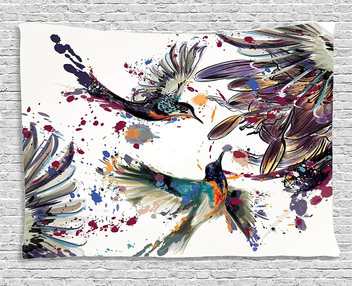Украшения Hummingbirds гобелен настенная живопись с лилиями цветы птицы и цветные