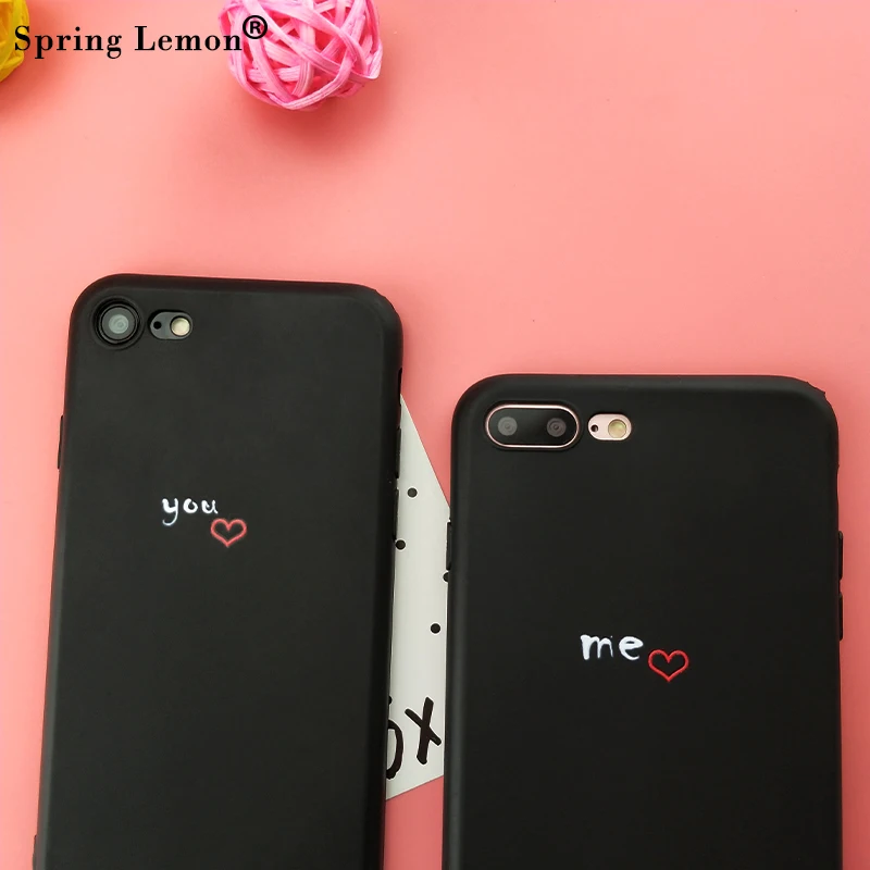 Spring Lemon you and me Heart Lovers Couple Soft Silicone Phone Case For iPhone 8 7plus X XS S MAX XR 7 8plus 6 6s 6plus 5 5S SE |