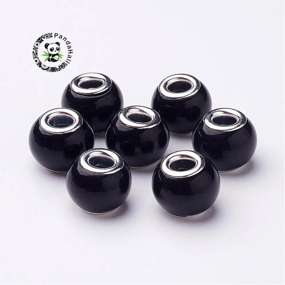 Стеклянные европейские бусины окрашенные распылением с медными стержнями