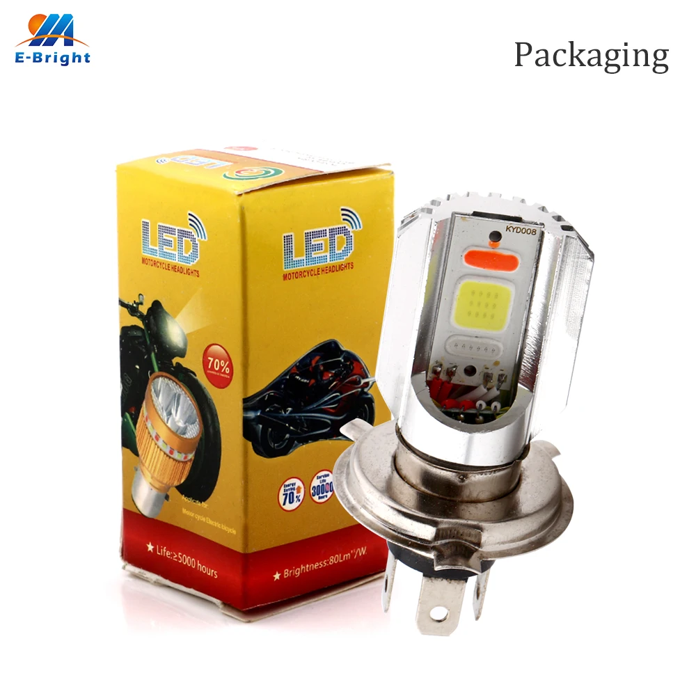 YM E Bright 2 шт. 9 80 в H4 фары для мотоцикла 12 Вт COB Светодиодный прожектор скутера 900LM