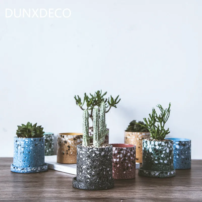 DUNXDECO домашний офис хранения небольшой горшок держатель современная индустрия Стиль Мини мозаика воды Grindstone контейнер сад деко
