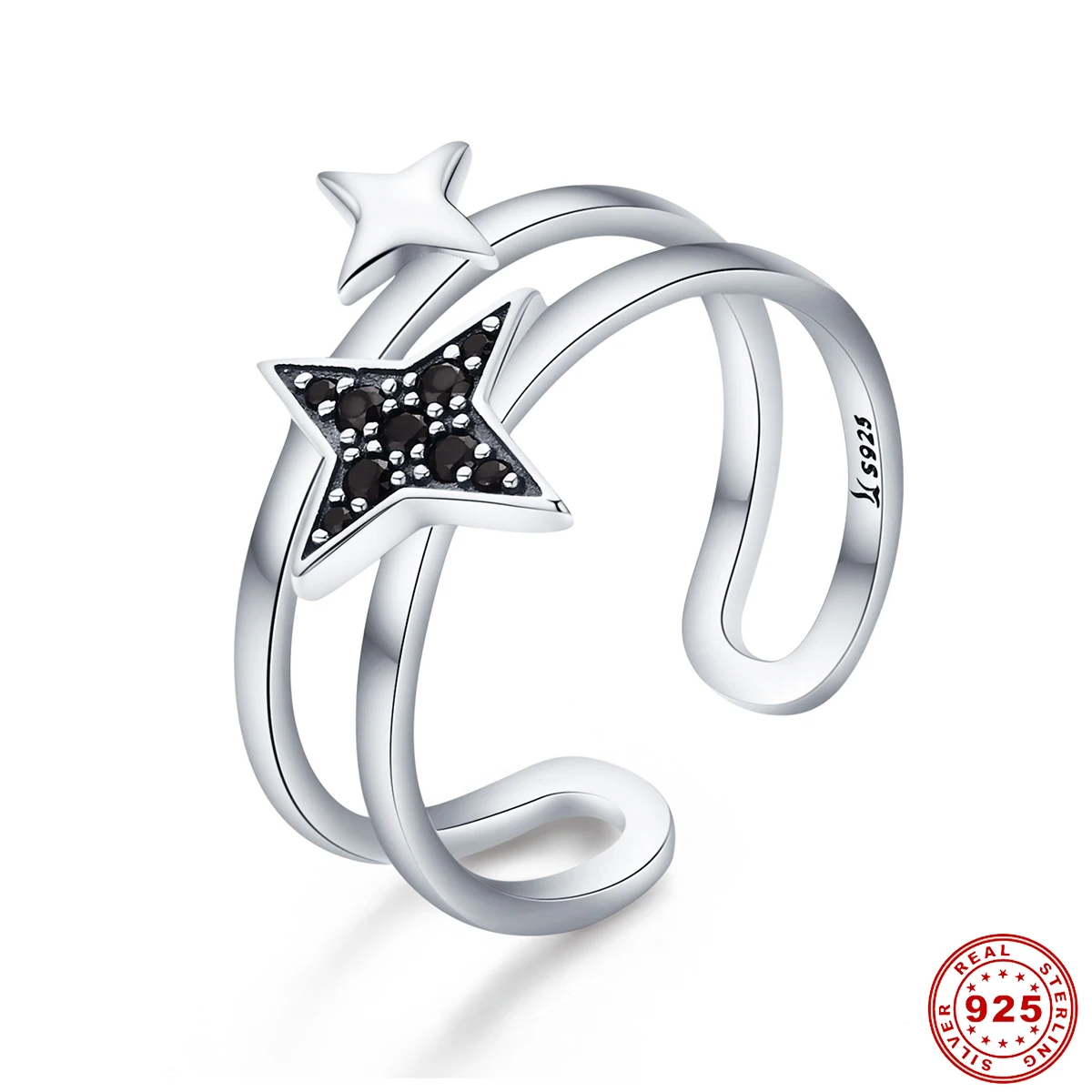 Star ring DALARAN, 925 пробы, серебряные кольца, регулируемая буква, свободный размер, Шарм для женщин, для свадьбы, помолвки, модное кольцо, ювелирное изделие, подарок - Цвет основного камня: Star ring