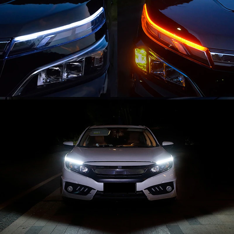 OKEEN 2x ультратонкие 30 см 45 см 60 см drl светодиодный гибкий трубчатый стиль дневные ходовые огни слеза полосы автомобиля передняя фара сигнал поворота