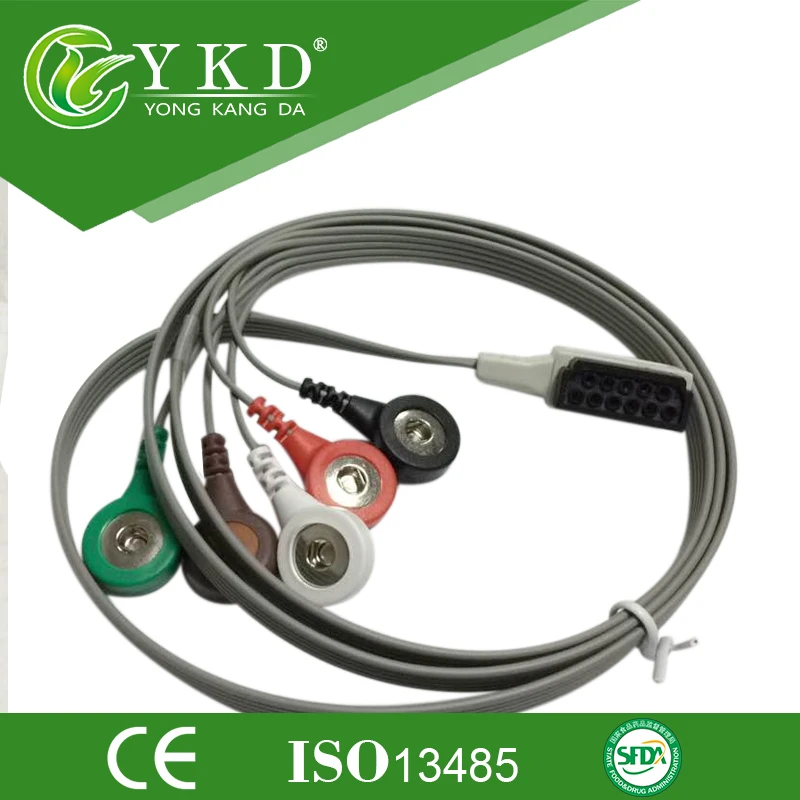 Бесплатная доставка Holter кабель и leadwires 5 lead AHA Snap| |