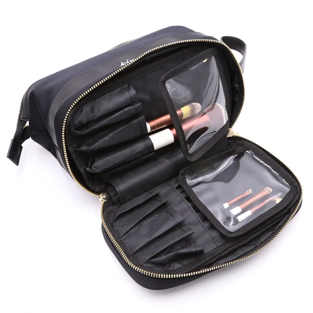 Дорожная косметичка для Для женщин Портативный Кожаный несессер висит макияж