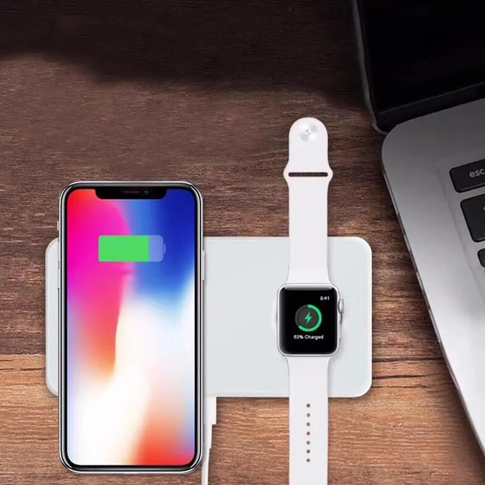 2 в 1 Смарт-часы для мобильного телефона Беспроводное зарядное устройство iPhone X