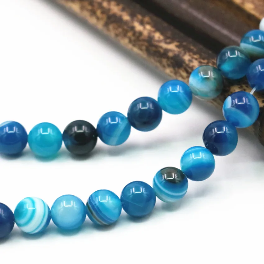 6 8 10 12mm Round Natural Veins Onyx Agates Blue Loose Beads Carnelian Pick Size for Jewelry Making DIY Findings 15inch A350 | Украшения и