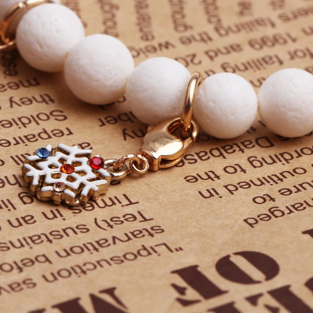 2016 New Bracelets womens Christmas gifts Natural stone Corallite Bead Jewelry Snowflake Handmade Charms Pulseiras Pulseras | Украшения и