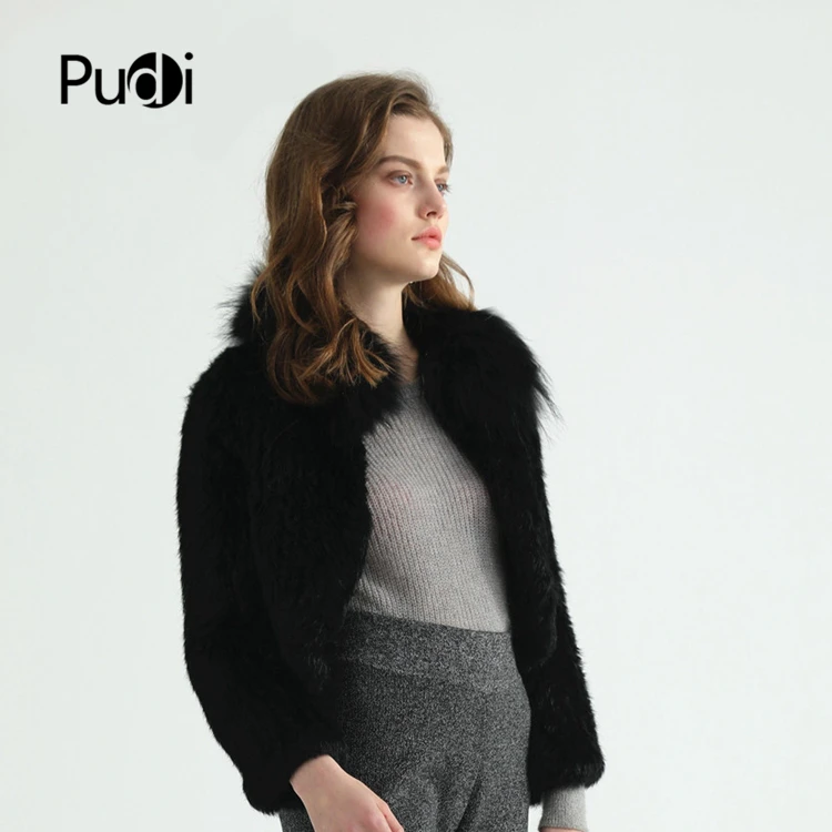 PUDI CT928 Женская осенне-зимняя куртка с натуральным кроличьим мехом черная дамская модная кроличий мех пальто основа накидка шаль