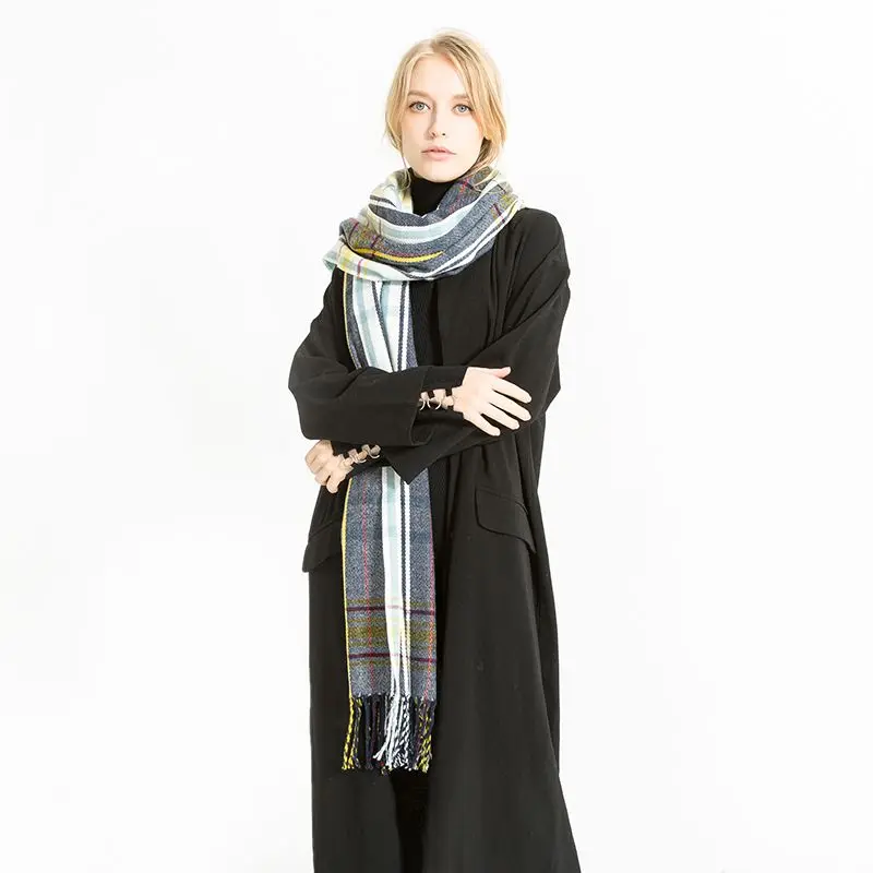 Модный Цветной Плед хиджаб роскошный женский шарф брендовый теплый Кашемировый