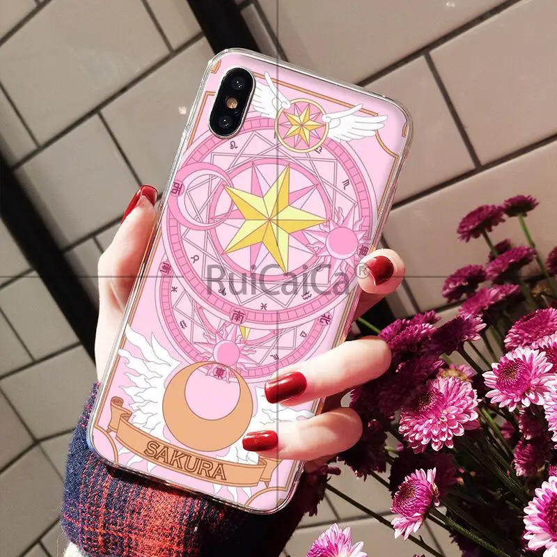 Силиконовый прозрачный чехол для телефона Ruicaica Magic Card Girl Sakura Apple iPhone 8 7 6 6S Plus X XS MAX 5
