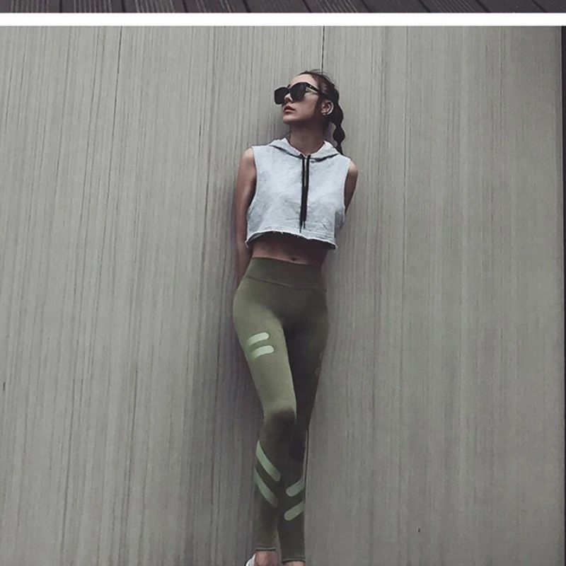 Женские леггинсы для фитнеса OVESPORT облегающие быстросохнущие армейского