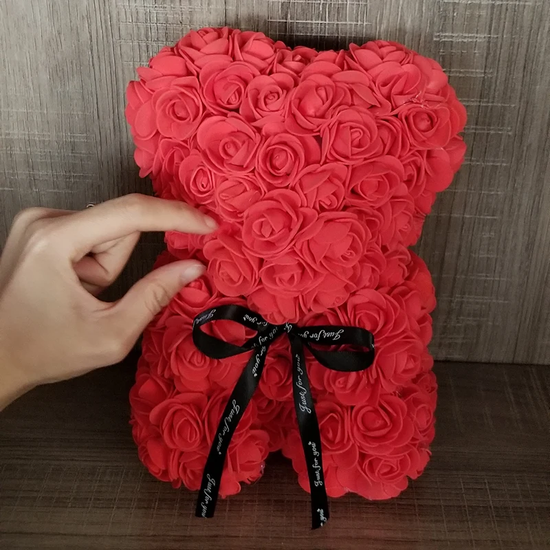 Новинка 25 см розовый медведь мыло пена плюшевый мишка цветок розы кукла