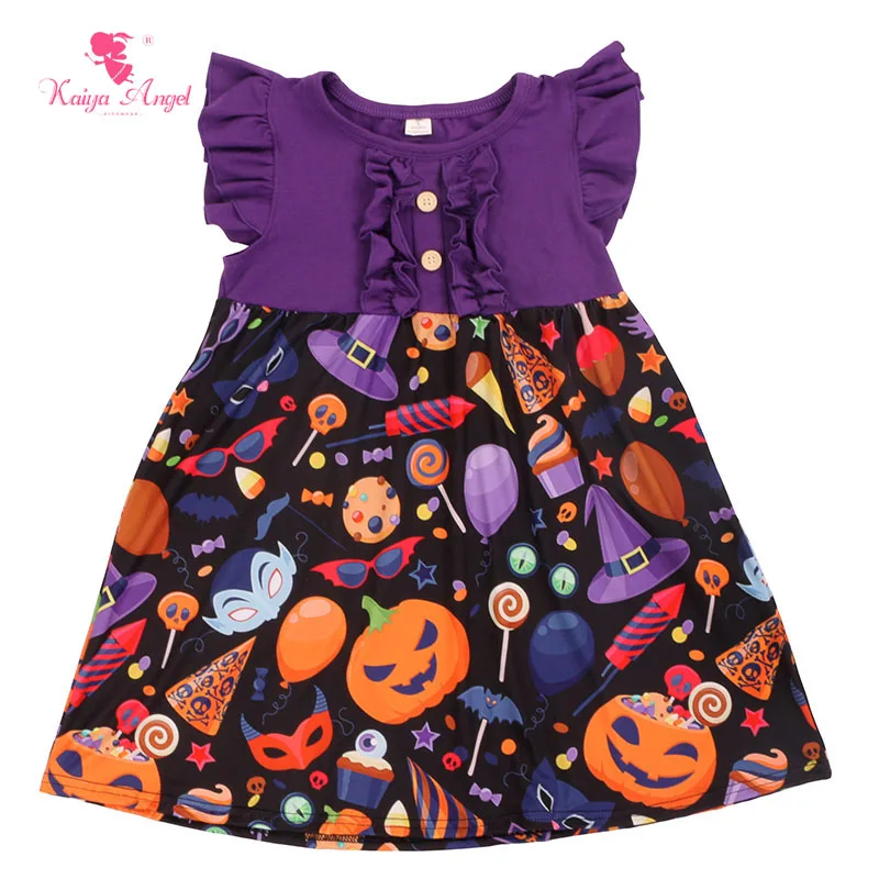 

Kaiya Angel Girls Dress Halloween 2017 Girls Clothes Baby Girl Fashion Halloween Pumpkin Dress Purple Orange Princess Dress
