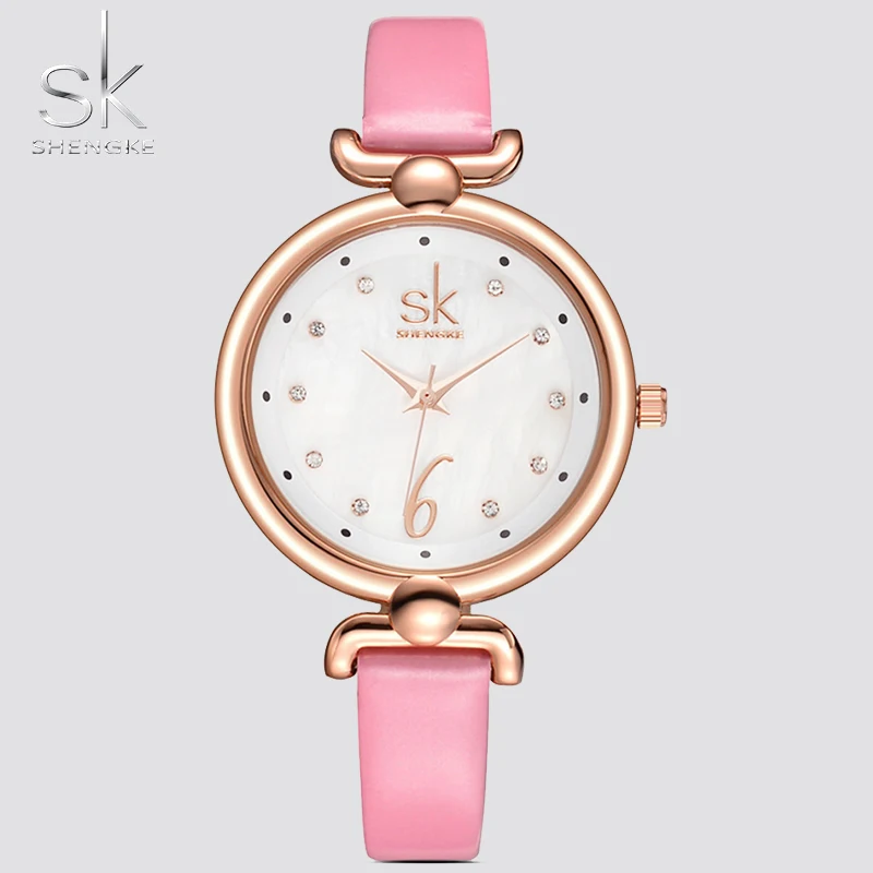 Shengke новая модная одежда для девочек Наручные часы Карамельный цвет кожаный