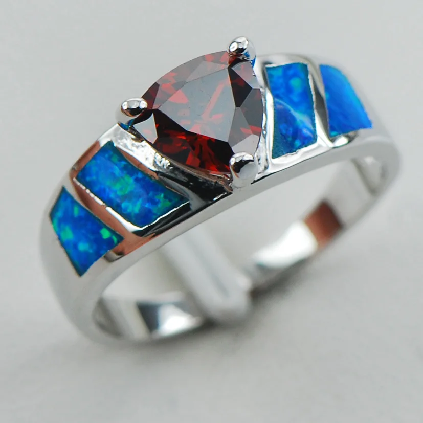 Кольцо из серебра с гранатом и голубым опалом размер 6 7 8 9 10 R1290|ring spun combed cotton|ring