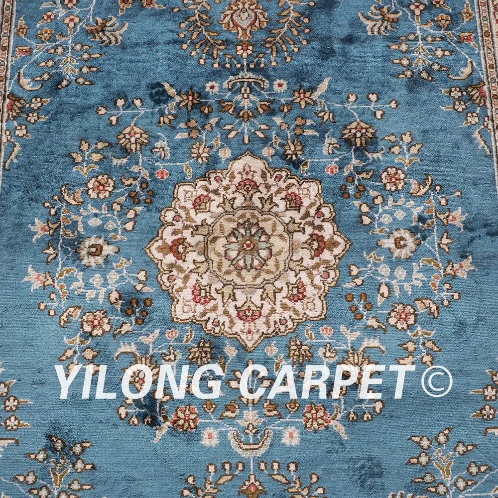 YILONG 3 5 &quotx 5&quot Античный Восточный светло голубой ковер изысканный ручной Узелок