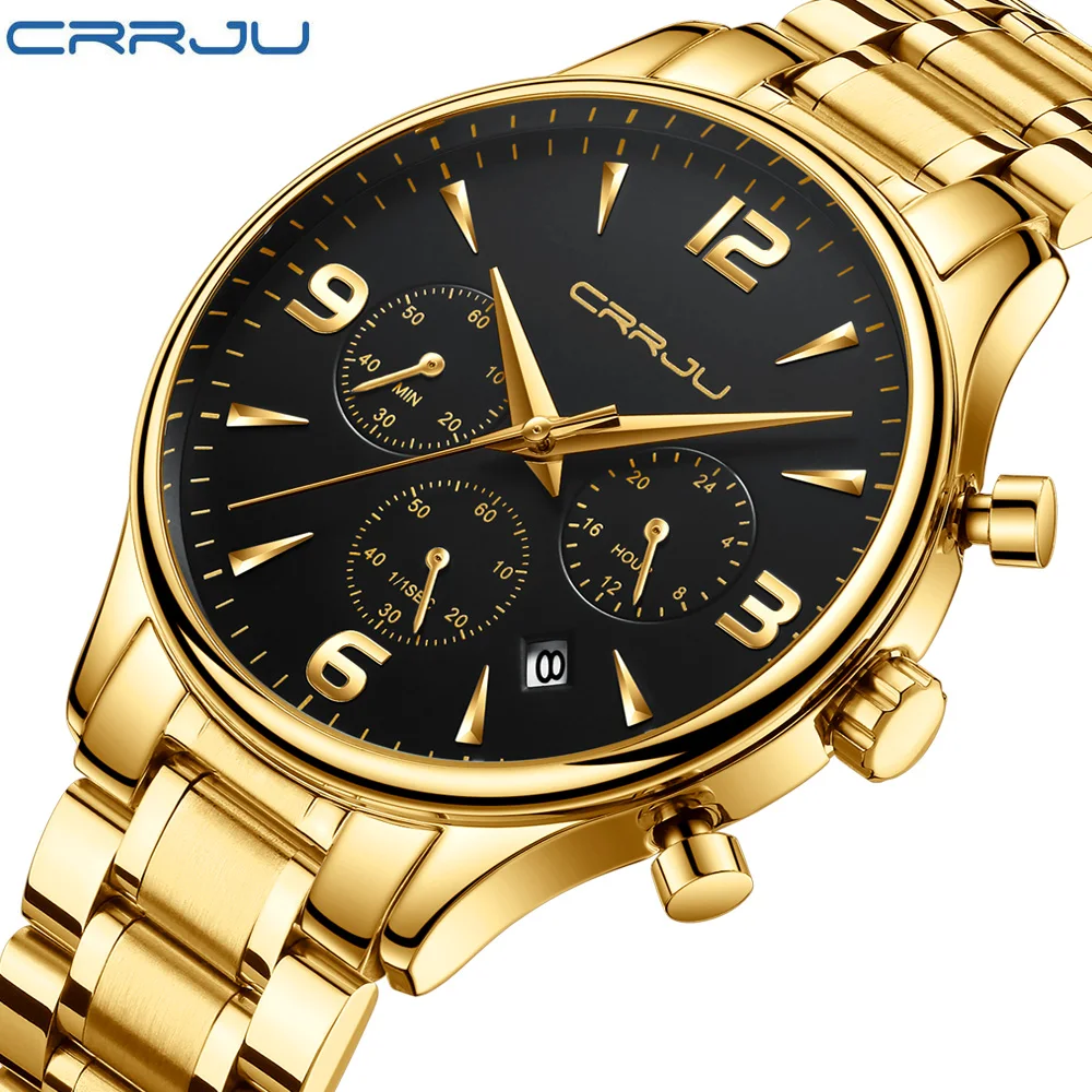

CRRJU Watches Men Business Waterproof Clock Watch Top Brand Luxury Fashion Casual Sports Quartz Wrist watch Relogio Masculino