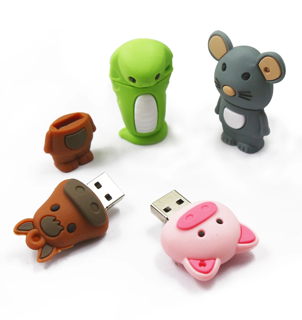 12 символических животных собаки обезьяны USB флэш-накопитель кролик карта памяти серый кролик 2 ГБ 4 ГБ Флешка 8 Гб 16 г мультфильм U диск