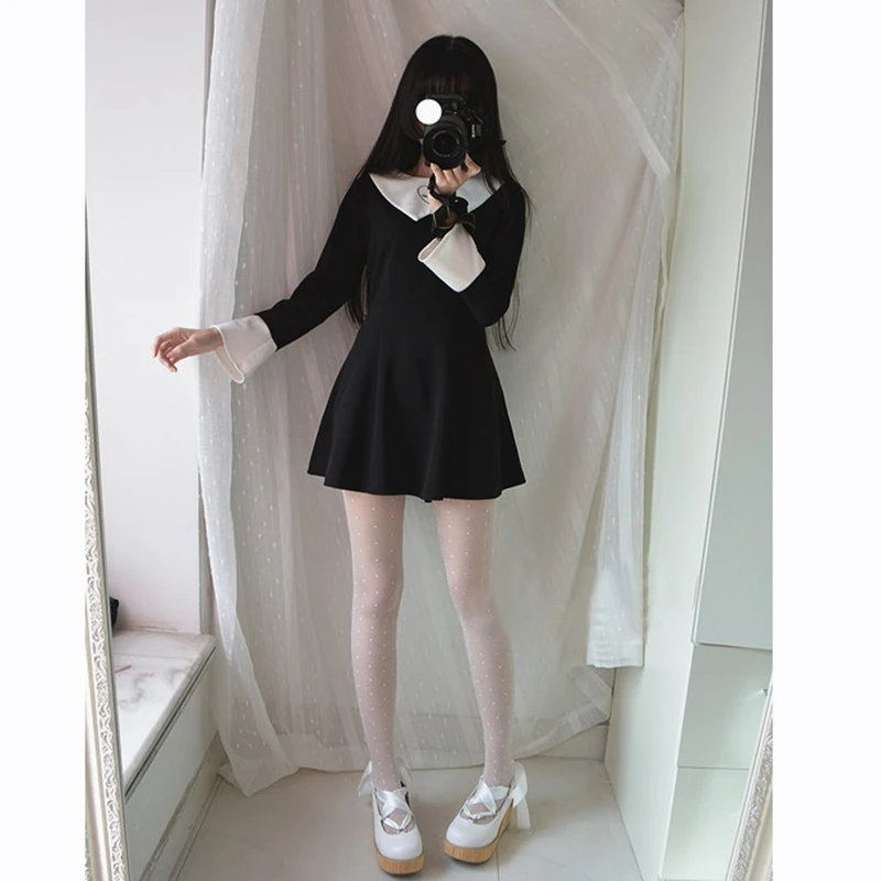 Готическое платье в стиле Лолиты для девочек с вышивкой виде сердца воротник