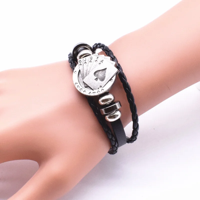 2017 верёвка серфера кожаный браслет дружбы счастливая лопатка прямой флеш покер