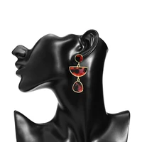 vintage dark red leopard print drop dangle statement earrings for women 2019 female fashion acrylic jewelry accessories long