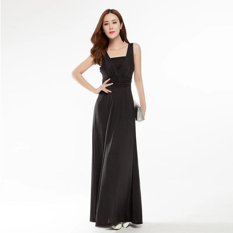 Женское длинное платье с V образным вырезом оранжевое синее черное большого