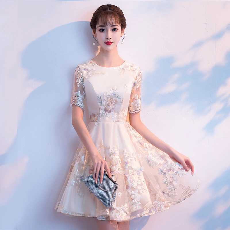 

New Wedding Party Evening Dress Fashion Chinese Womens Elegant Qipao Sexy Mini Robe Retro Oriental Cheongsam Vestido S-XXL