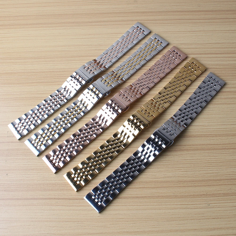 

Mens Women High Quality Stainless Steel Watchbands 18mm 19mm 20mm 21 22mm Silver gold Watch Bracelets Straps replace For Prc200