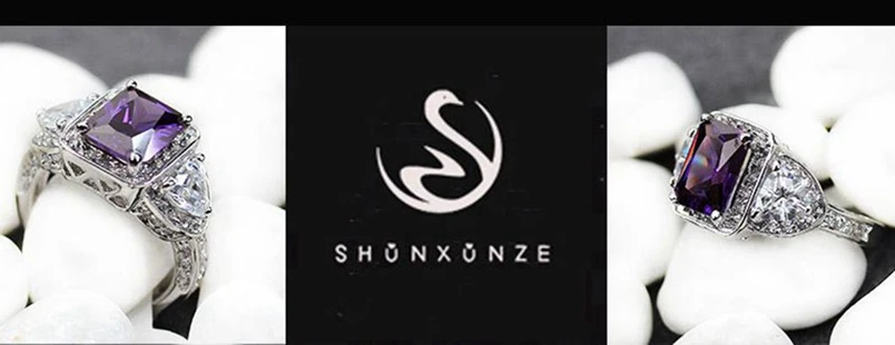 SHUNXUNZE Роскошные обручальные Обручальные кольца для мужчин и женщин фиолетовые радужные фианиты с родиевым покрытием R379 R3318 Размер 6 7 8 9