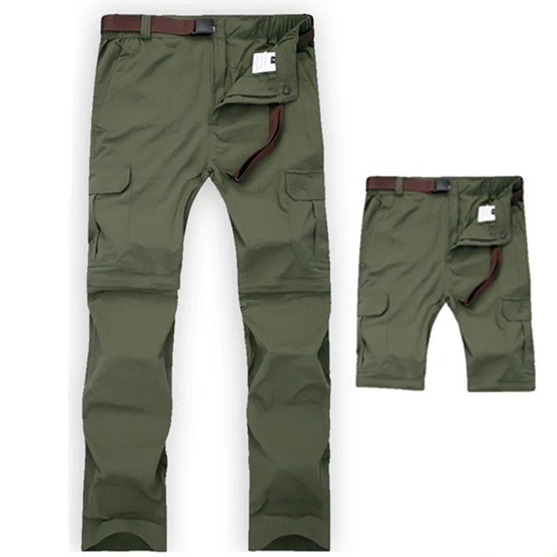 ArmyGreen M-7XL, мужские летние быстросохнущие съемные походные брюки, дышащие брюки, для занятий спортом на открытом воздухе, треккингом, рыбной ловлей, Водонепроницаемые шорты PN18 - Цвет: ArmyGreen