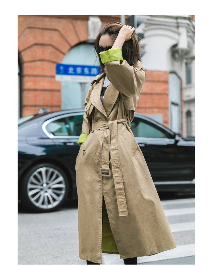 Женский Повседневный тренчкот простой однотонный с вышивкой и поясом осень 2019 |