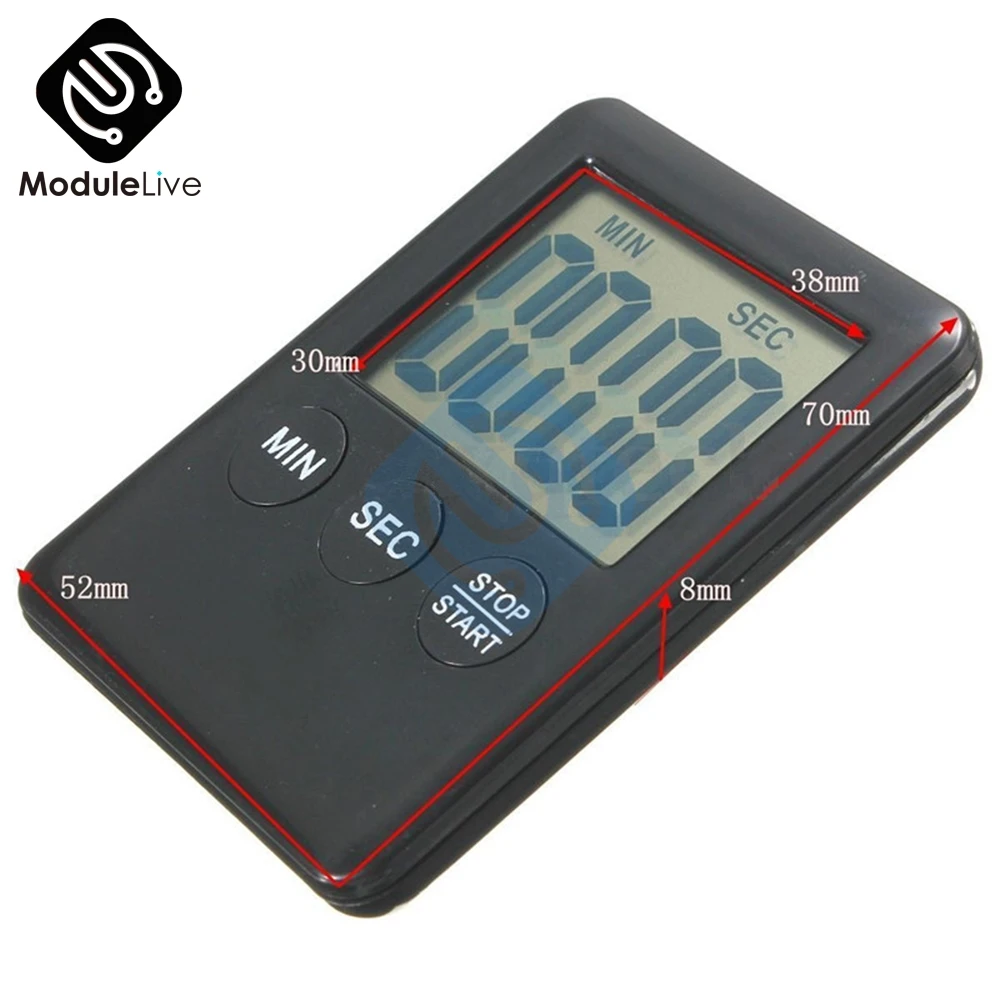 Большой ЖК дисплей Цифровой кухонный студенческий таймер отсчитывает вниз часы
