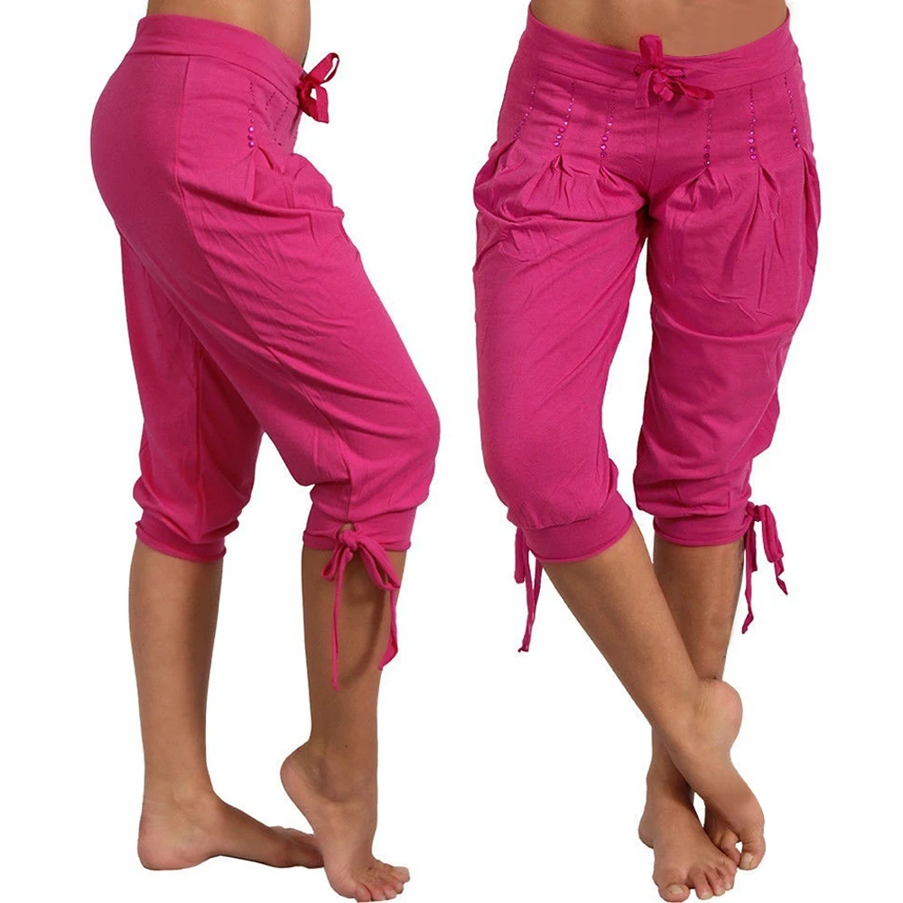 SFIT новые женские модные хлопковые льняные короткие штаны, женские одноцветные повседневные свободные Капри размера плюс 5XL