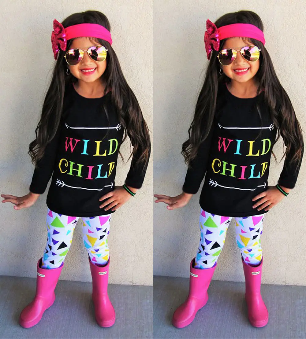 3 предмета одежда для маленьких девочек осенние теплые комплекты футболка с