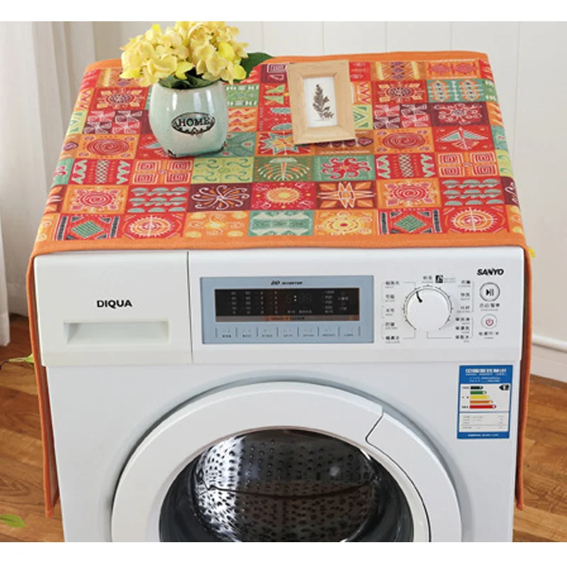 Simple Cotton and Linen Multi Function Cover Fridge Dust Case With Storage Bag Washing Machine Top Protection | Дом и сад